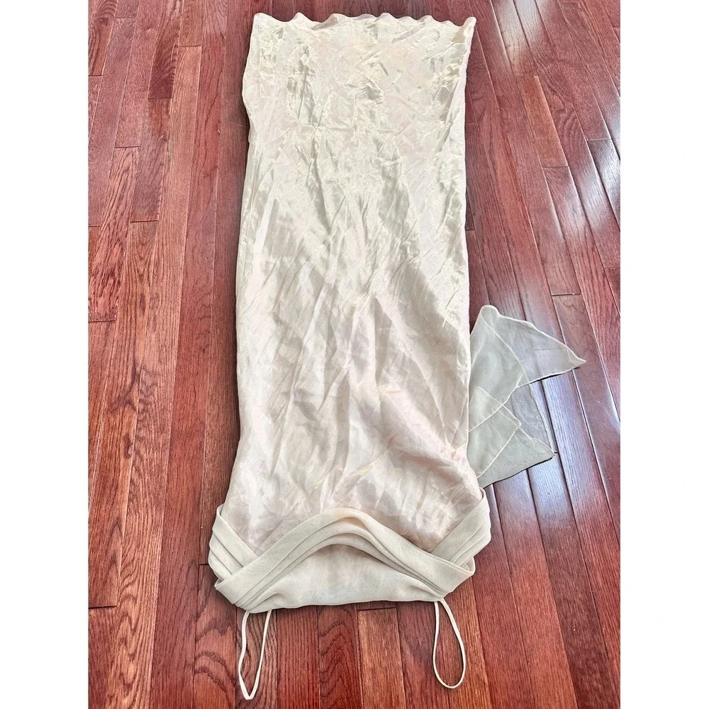 Vintage 2000s Dollar Metallic Gold Cowl Neck Simple Elegant Fairy Gown Dress XL - Picture 9 of 12